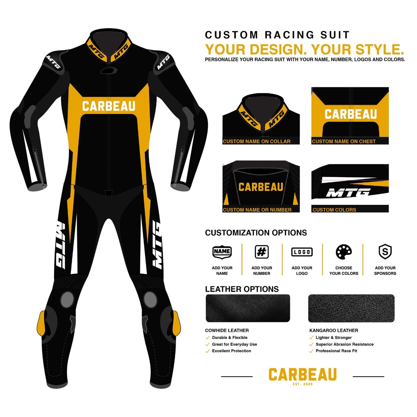 MTG personalisierte Motorrad Lederkombi (1-Teiler & 2-Teiler)